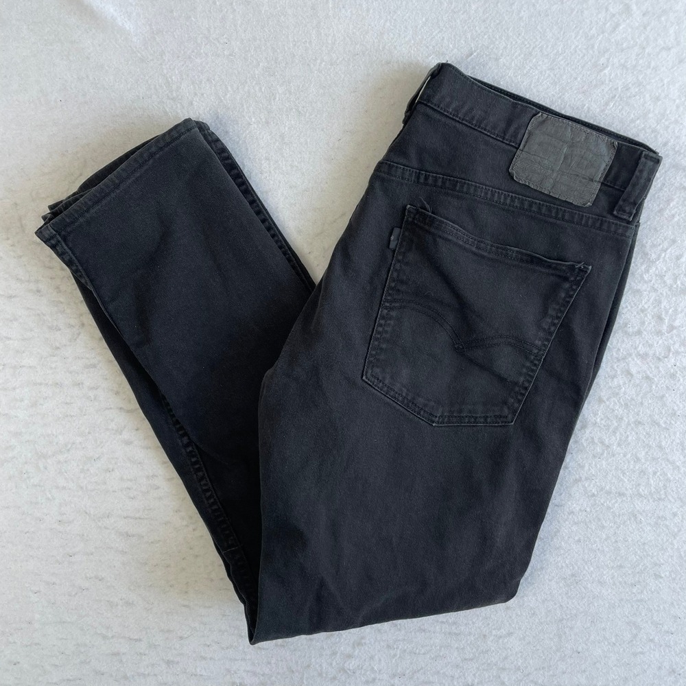 Levi's 513 Slim Straight Jeans Mens 36x32 Black Stretch Denim Casual Pants